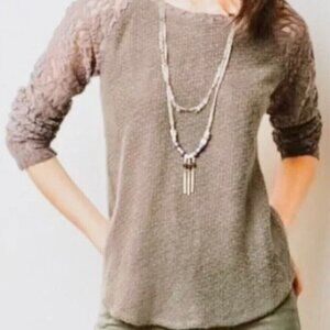 ANTHROPOLOGIE ONE SEPTEMBER ROSANELLA LACE TRIM TOP